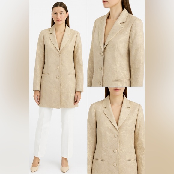 Chico's Jackets & Blazers - Chico’s Belle Amour Odette Metallic Gold Jacquard Blazer Jacket NWT Sz 1 = M